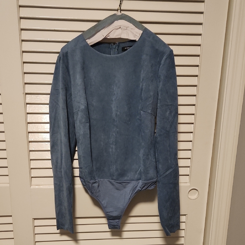 Marciano Light Blue Suede-Texture Bodysuit